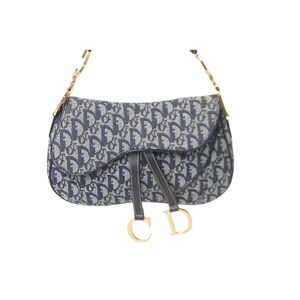 Dior Double Trotter Shoulder One Christian Blue Saddlebag Bag Hobo Navy